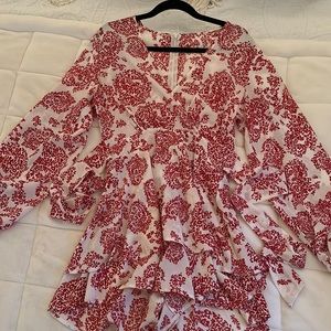 Printed romper tie in front